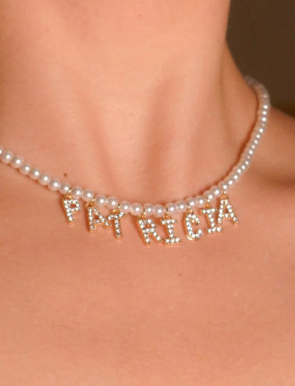 Gepersonaliseerde Parelketting met Diamanten